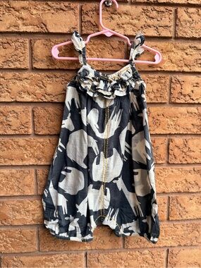 4/$25 • NEXT Noir & Ivory Ruffled Sahara Print Ruffle Romper